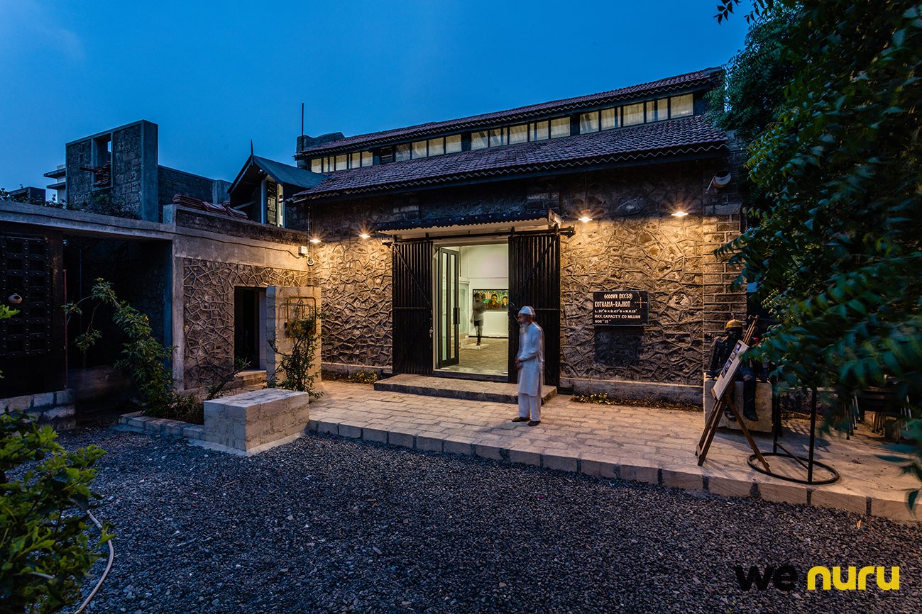 Art Gallery with Stone Architecture and Open Exhibition Space for Shoots in Rajkot — creator spaces in Rajkot